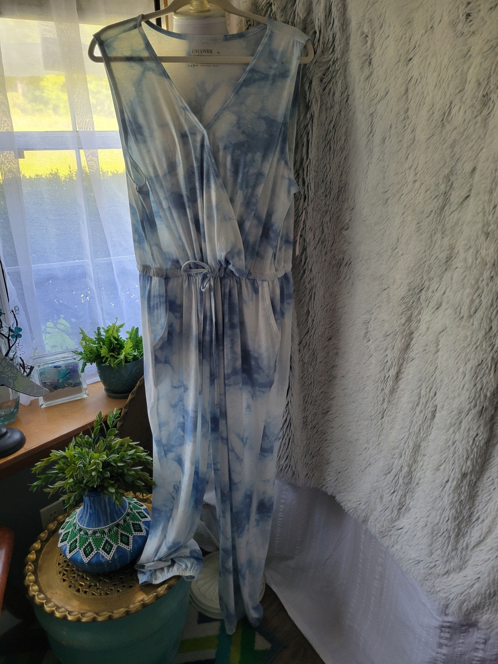 UNCOVER Light Blue Cloud Tie-Dye Sleeveless Jumpsuit